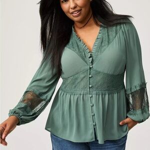 Torrid peplum lace mix blouse